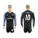 Real Madrid #10 James Sec Away Long Sleeves Soccer Club Jersey 1