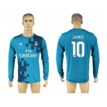 Real Madrid #10 James Sec Away Long Sleeves Soccer Club Jersey