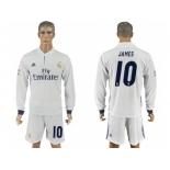 Real Madrid #10 James White Home Long Sleeves Soccer Club Jersey 1