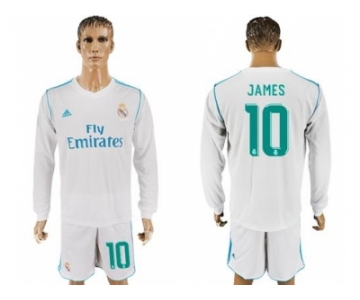 Real Madrid #10 James White Home Long Sleeves Soccer Club Jersey