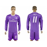 Real Madrid #11 Bale Away Long Sleeves Soccer Club Jersey 1