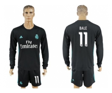 Real Madrid #11 Bale Away Long Sleeves Soccer Club Jersey