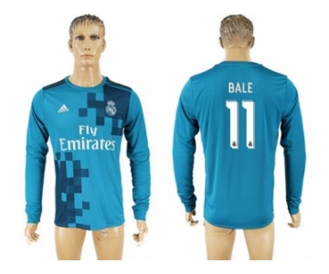 Real Madrid #11 Bale Sec Away Long Sleeves Soccer Club Jersey