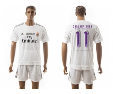 Real Madrid #11 Champions White Home Soccer Club Jersey