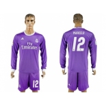 Real Madrid #12 Marcelo Away Long Sleeves Soccer Club Jersey 1