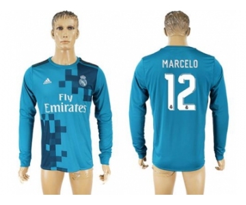 Real Madrid #12 Marcelo Sec Away Long Sleeves Soccer Club Jersey