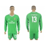 Real Madrid #13 K.Casilla Green Goalkeeper Long Sleeves Soccer Club Jersey