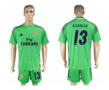 Real Madrid #13 K.Casilla Green Goalkeeper Soccer Club Jersey 1