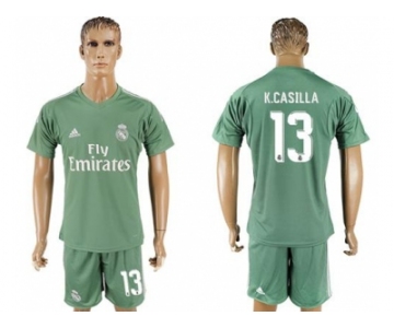 Real Madrid #13 K.Casilla Green Goalkeeper Soccer Club Jersey