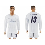 Real Madrid #13 K.Casilla Marine Environmental Protection Home Long Sleeves Soccer Club Jersey