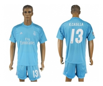 Real Madrid #13 K.Casilla Sky Blue Goalkeeper Soccer Club Jersey