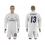 Real Madrid #13 K.Casillas White Home Long Sleeves Soccer Club Jersey 1