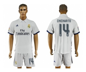 Real Madrid #14 Chicharito White Home Soccer Club Jersey