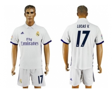 Real Madrid #17 Lucas V. White Home Soccer Club Jersey3