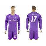 Real Madrid #17 Lucas.V Away Long Sleeves Soccer Club Jersey 1