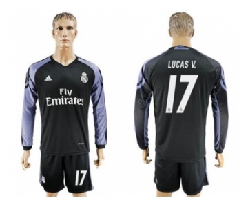 Real Madrid #17 Lucas.V Sec Away Long Sleeves Soccer Club Jersey 1