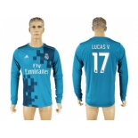 Real Madrid #17 Lucas.V Sec Away Long Sleeves Soccer Club Jersey