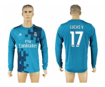 Real Madrid #17 Lucas.V Sec Away Long Sleeves Soccer Club Jersey