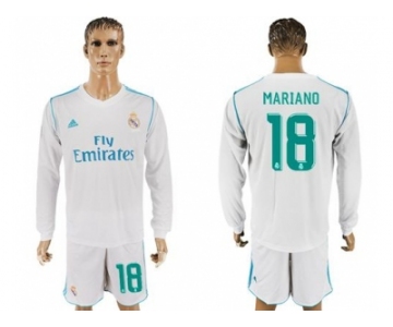 Real Madrid #18 Mariano White Home Long Sleeves Soccer Club Jersey