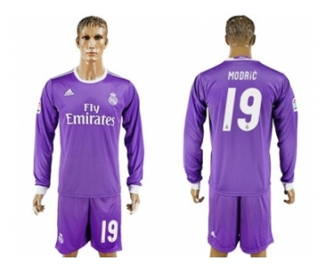 Real Madrid #19 Modric Away Long Sleeves Soccer Club Jersey 1