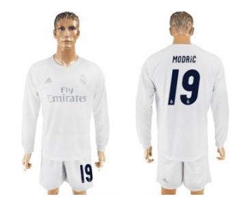 Real Madrid #19 Modric Marine Environmental Protection Home Long Sleeves Soccer Club Jersey