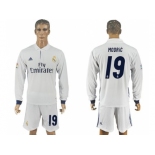 Real Madrid #19 Modric White Home Long Sleeves Soccer Club Jersey 1