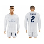 Real Madrid #2 Carvajal Marine Environmental Protection Home Long Sleeves Soccer Club Jersey