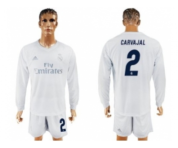 Real Madrid #2 Carvajal Marine Environmental Protection Home Long Sleeves Soccer Club Jersey