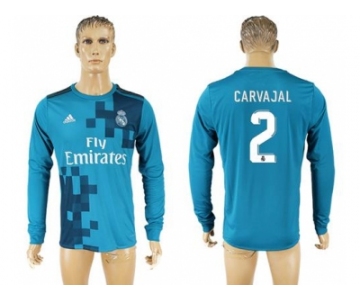 Real Madrid #2 Carvajal Sec Away Long Sleeves Soccer Club Jersey