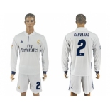 Real Madrid #2 Carvajal White Home Long Sleeves Soccer Club Jersey 1