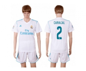 Real Madrid #2 Carvajal White Home Soccer Club Jersey