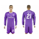 Real Madrid #21 Morata Away Long Sleeves Soccer Club Jersey 1