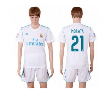 Real Madrid #21 Morata White Home Soccer Club Jersey