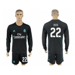 Real Madrid #22 Isco Away Long Sleeves Soccer Club Jersey