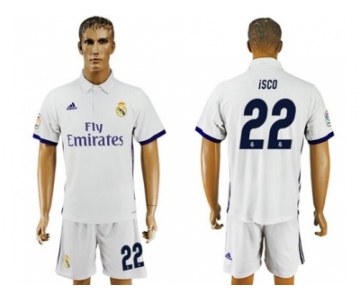 Real Madrid #22 Isco White Home Soccer Club Jersey 3