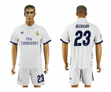 Real Madrid #23 Beckham White Home Soccer Club Jersey 1