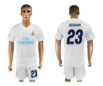 Real Madrid #23 Beckham White Home Soccer Club Jersey