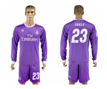 Real Madrid #23 Danilo Away Long Sleeves Soccer Club Jersey 1