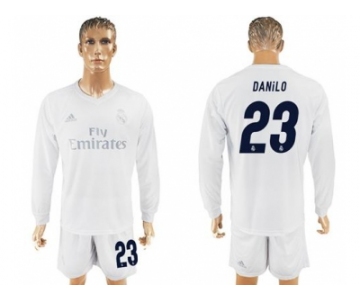 Real Madrid #23 Danilo Marine Environmental Protection Home Long Sleeves Soccer Club Jersey