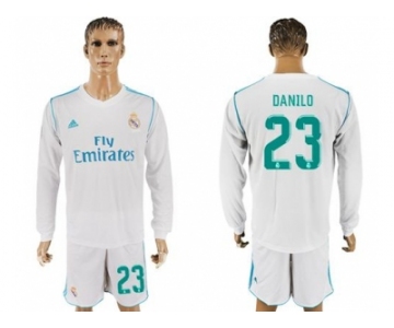 Real Madrid #23 Danilo White Home Long Sleeves Soccer Club Jersey