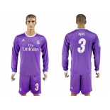 Real Madrid #3 Pepe Away Long Sleeves Soccer Club Jersey 1