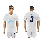 Real Madrid #3 Pepe White Home Soccer Club Jersey 1