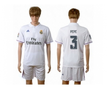 Real Madrid #3 Pepe White Home Soccer Club Jersey4