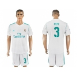 Real Madrid #3 Pepe White Home Soccer Club Jersey