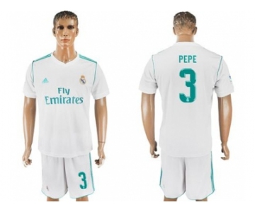 Real Madrid #3 Pepe White Home Soccer Club Jersey