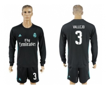 Real Madrid #3 Vallejo Away Long Sleeve Soccer Club Jersey