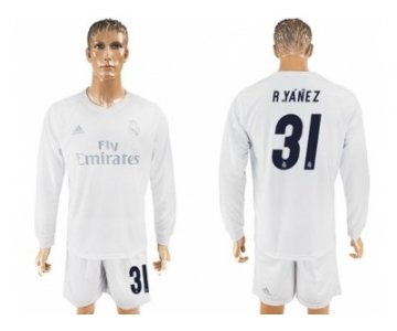 Real Madrid #31 R.Yanez Marine Environmental Protection Home Long Sleeves Soccer Club Jersey