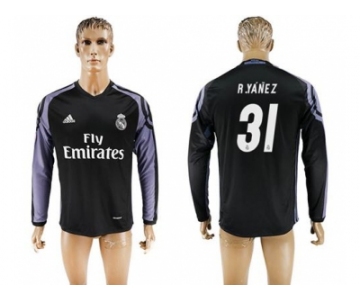 Real Madrid #31 R.Yanez Sec Away Long Sleeves Soccer Club Jersey 1