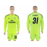 Real Madrid #31 R.Yanez Shiny Green Goalkeeper Long Sleeves Soccer Club Jersey