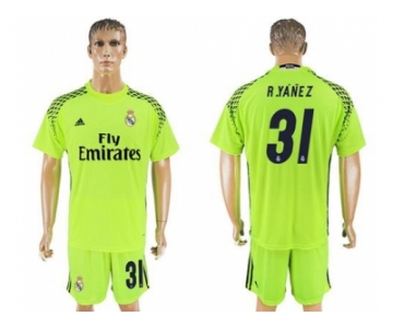 Real Madrid #31 R.Yanez Shiny Green Goalkeeper Soccer Club Jersey